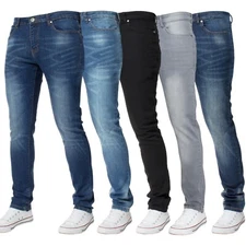 Kruze Mens Jeans Slim Fit Skinny Leg Stretch Flex Denim Trousers Pants UK Sizes