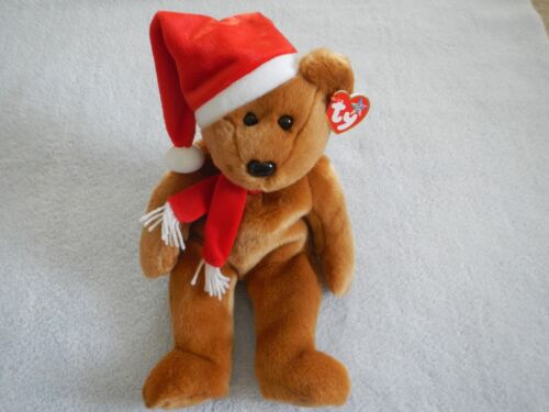 HOLIDAY TEDDY BUDDY (14") - CHRISTMAS BEAR 1997 - TY BEANIE - RED HAT & SCARF - Picture 1 of 12