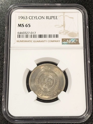 1963 Ceylon Rupee MS65 NGC KM 133