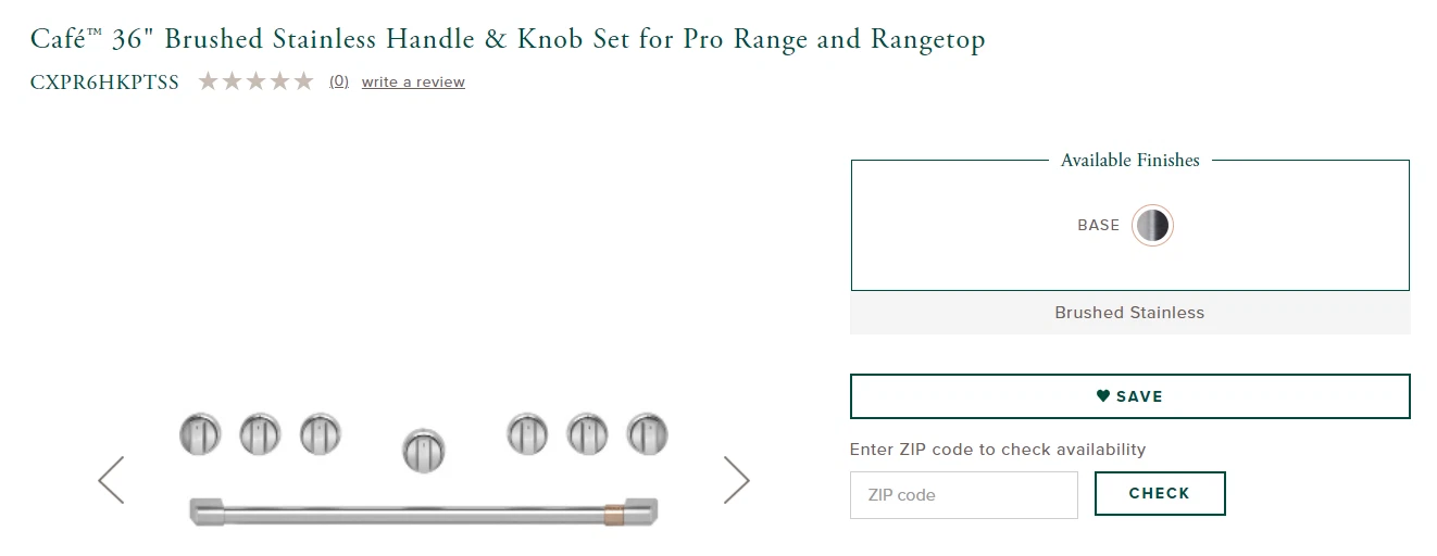Cafe Custom Hardware for 36" Range CXPR6HKPTSS - Stainless Steel