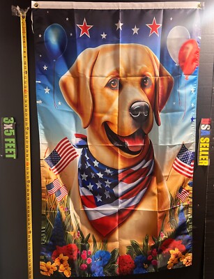 Dogs Flag FREE USA SHIP 3 Lab Bulldog Dog Puppy Lover Cat America Lover Sign 3x5