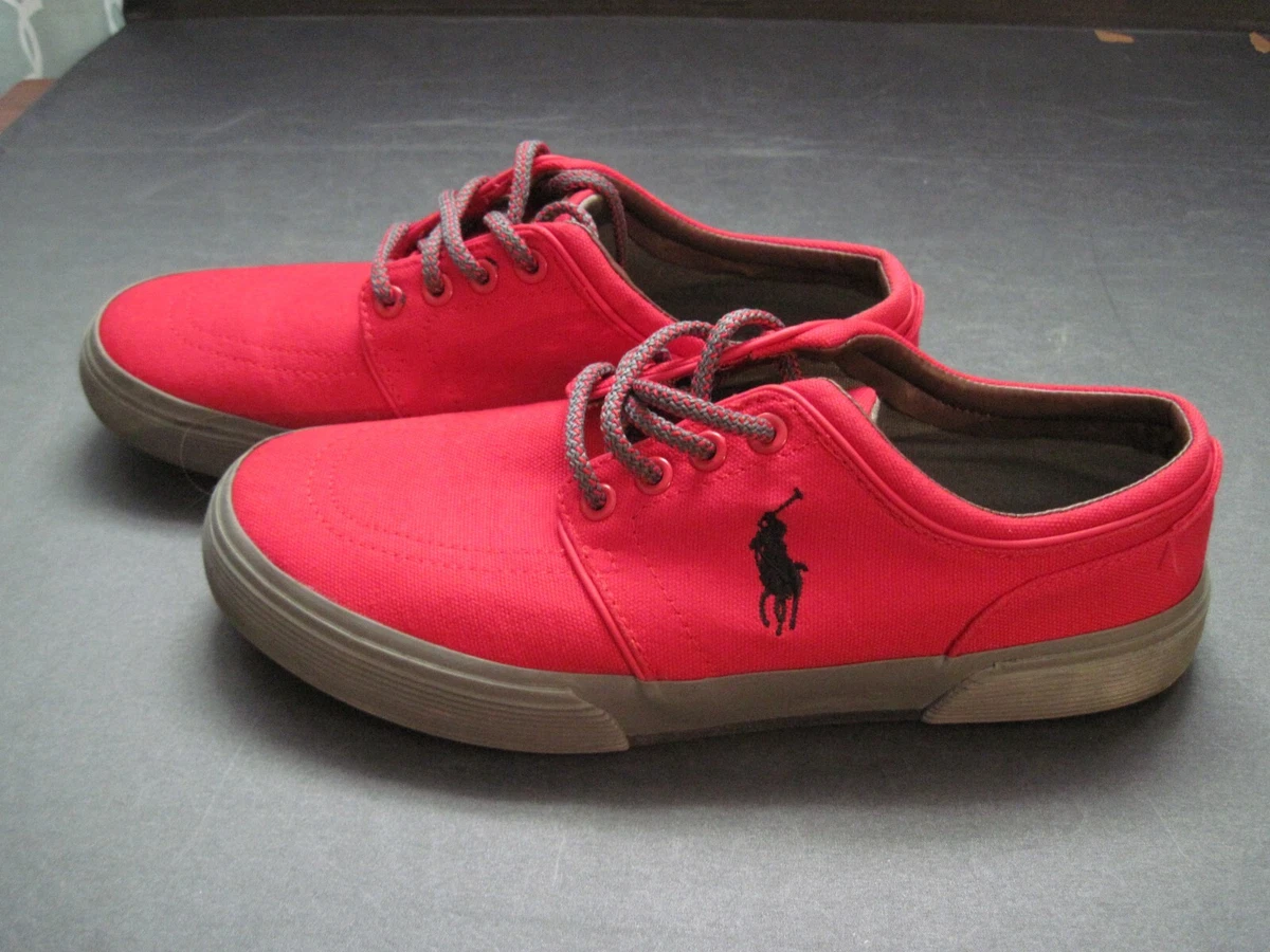 Polo Ralph Lauren Faxon Low Men s 8 D Red Canvas Tennis Shoes Sneakers Preppy