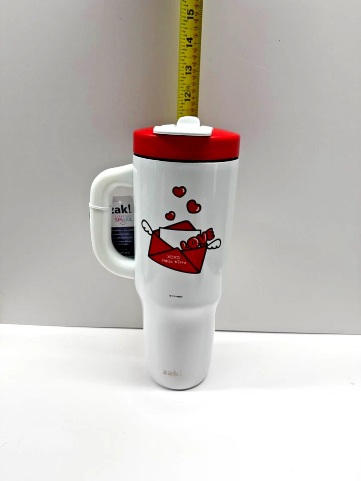 Taza de viaje Hello Kitty Love de Zak! Tapa para sorbo o pajita de vaso Designs 40 oz - nueva con etiquetas Foto 3 de 3