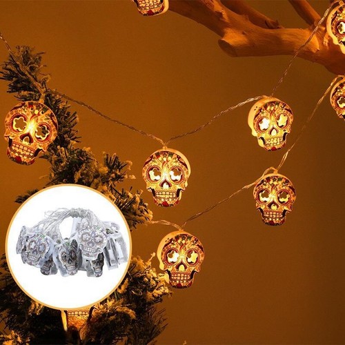 Halloween String Fairy LED Lights Curtain Party Decor Hanging Prop Lamp Skull - Picture 7 of 19