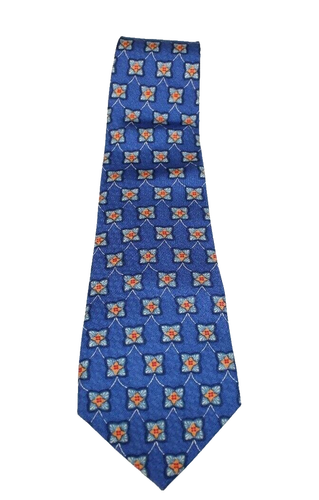 Mens Silk Necktie Guess Designer Blue Orange Red Geometric 56L 4W USA Made