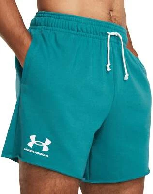 Under Armour Rival Terry Mens Training Shorts Green 6 Inch Gym Excerise Workout - Bild 1 von 4