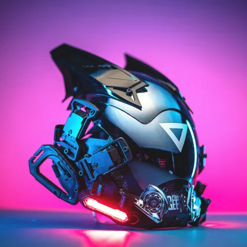 NEW Cyberpunk Helmet Mask with Light Halloween Helmet Cosplay Cyberpunk Costume - Picture 3 of 11