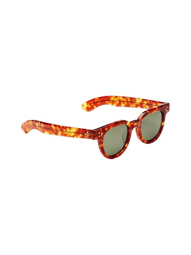 Lunettes De Soleil JULIUS TART OPTICAL FDR - Monture Noire Acétate, Verres Verts UV400 - Style Carré