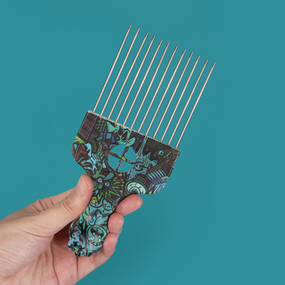 4 Pcs Plastic Steel Needle Comb Wide Tooth Afro Pick Hair Picks Curly