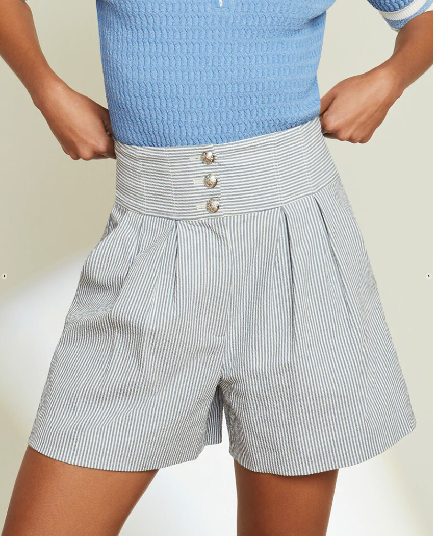 sz 12 NWT VERONICA BEARD Shorts ALICIA Blue White Striped