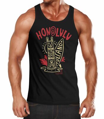 Herren Tank-Top Honolulu Tiki Totem Maske Surfbrett Surfen Fashion Streetstyle