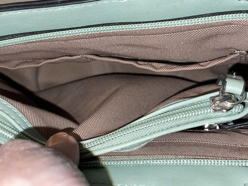 LONDON FOG Mint Green Purse Dual Handle Inside Pockets Zip Top Minor Blemishes - Picture 13 of 13