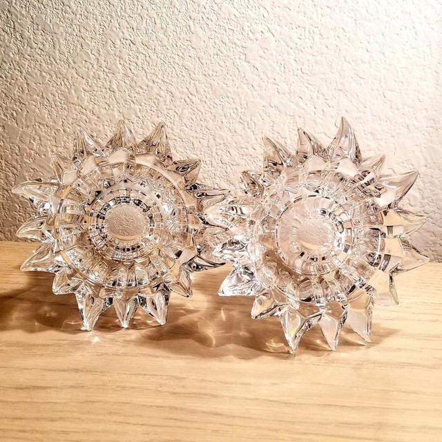 Sparkling Pair of Vintage German Lead Crystal Brilliant Starburst