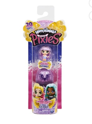 Hatchimals Mini Pixies 2Pack| 1.5-inch Dolls with Mix & Match Wings | style Vary