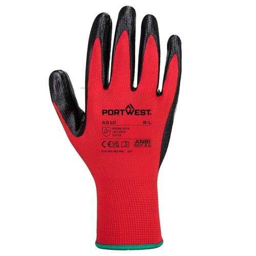 Portwest Safety Workwear Flexo Grip Nitrile Construction Work Plam Coated Gloves - Picture 8 of 13