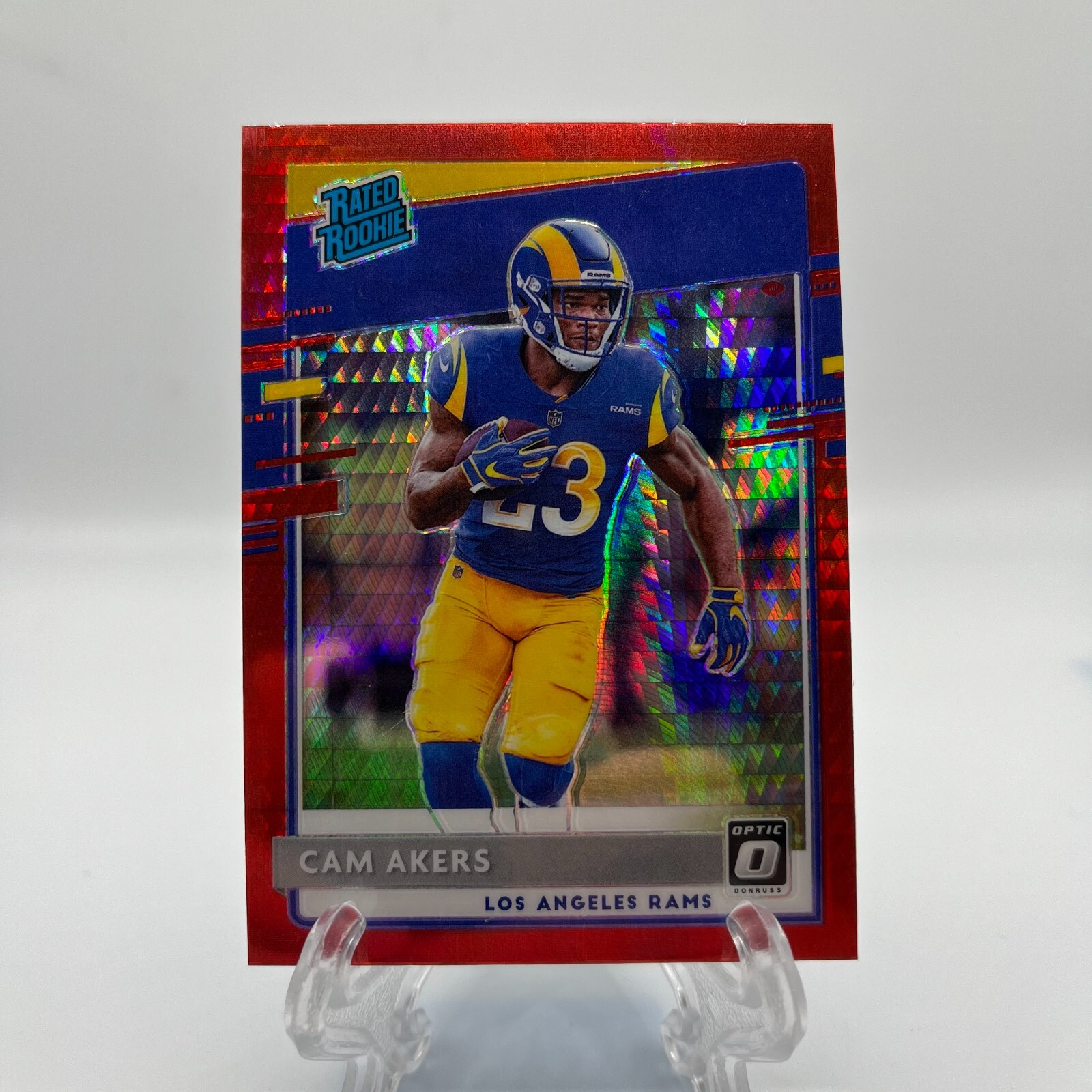 2020 Panini Donruss Optic Cam Akers Red Hyper Prizm Rated Rookie RC #175 Rams