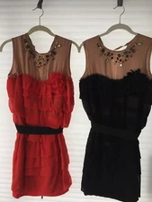 Lanvin for H&M Signature Red or Black Silk Rhinestone Cocktail Dress US 6 EU 36