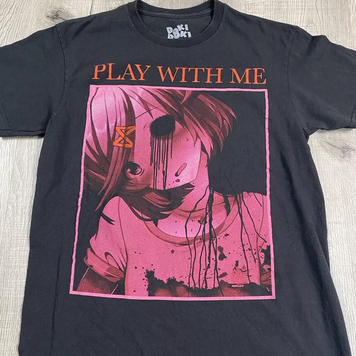 Doki Doki Literature Club Natsuki Play With Me Adult SMALL S Black T  Shirt