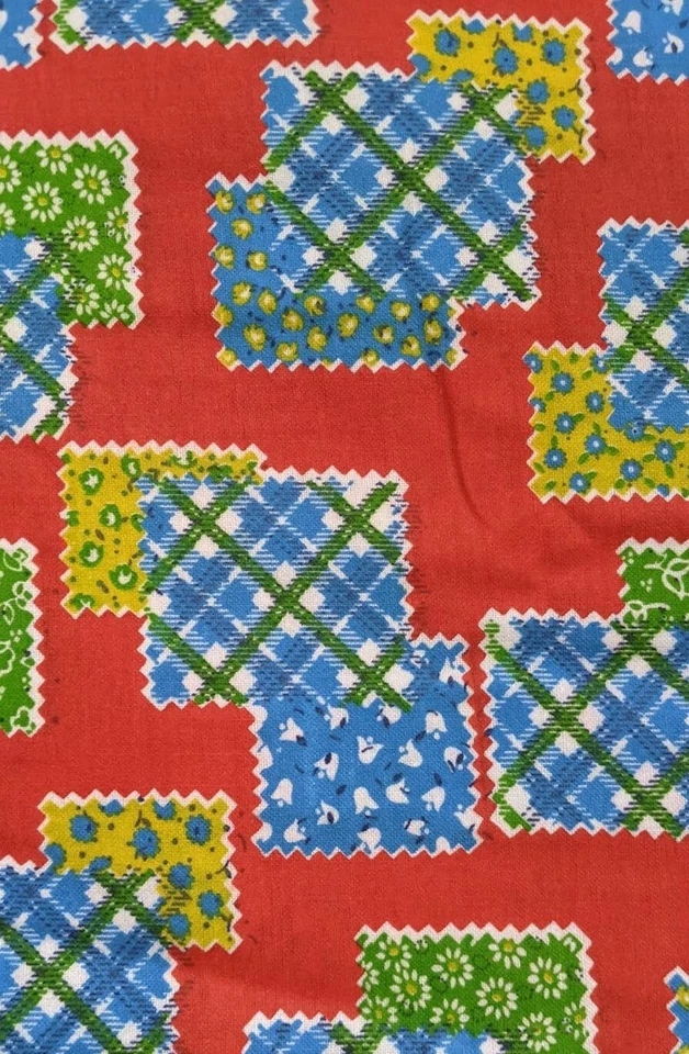 Tela de franela de algodón con retazos funky vintage de los años 70 44" estilo tela tramposa Foto 3 de 4