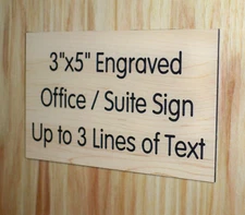Custom Engraved 3x5 BIrch Woodgrain  Plaque Sign | Add Your Wording w/ Adhesive