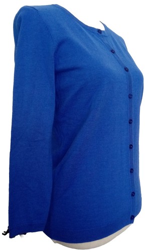Talbots XS Cardigan Blue Button Up Round Neck 3/4 Sleeves Cotton Blend - Picture 6 of 8