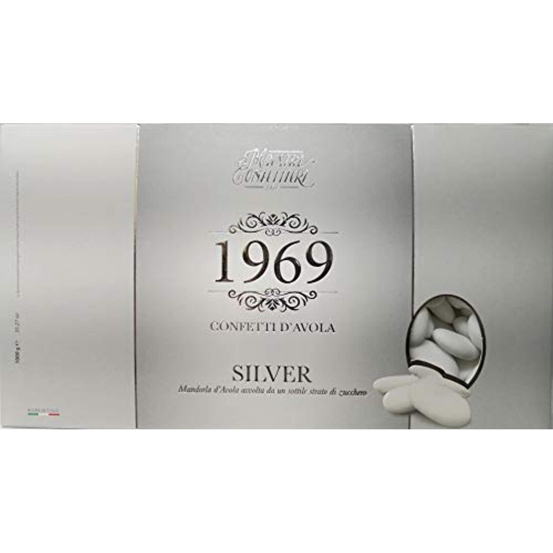 Maxtris | confetti italiani di mandorla 1 kg | avola silver bianco  MAX-AVOSILVB