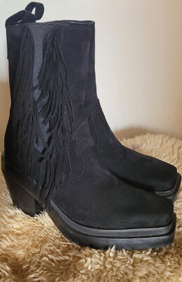 靴 dollskill darker wavs boots Darker Wavs Washed Charcoal Platform Velcro Zip Boots - Gray