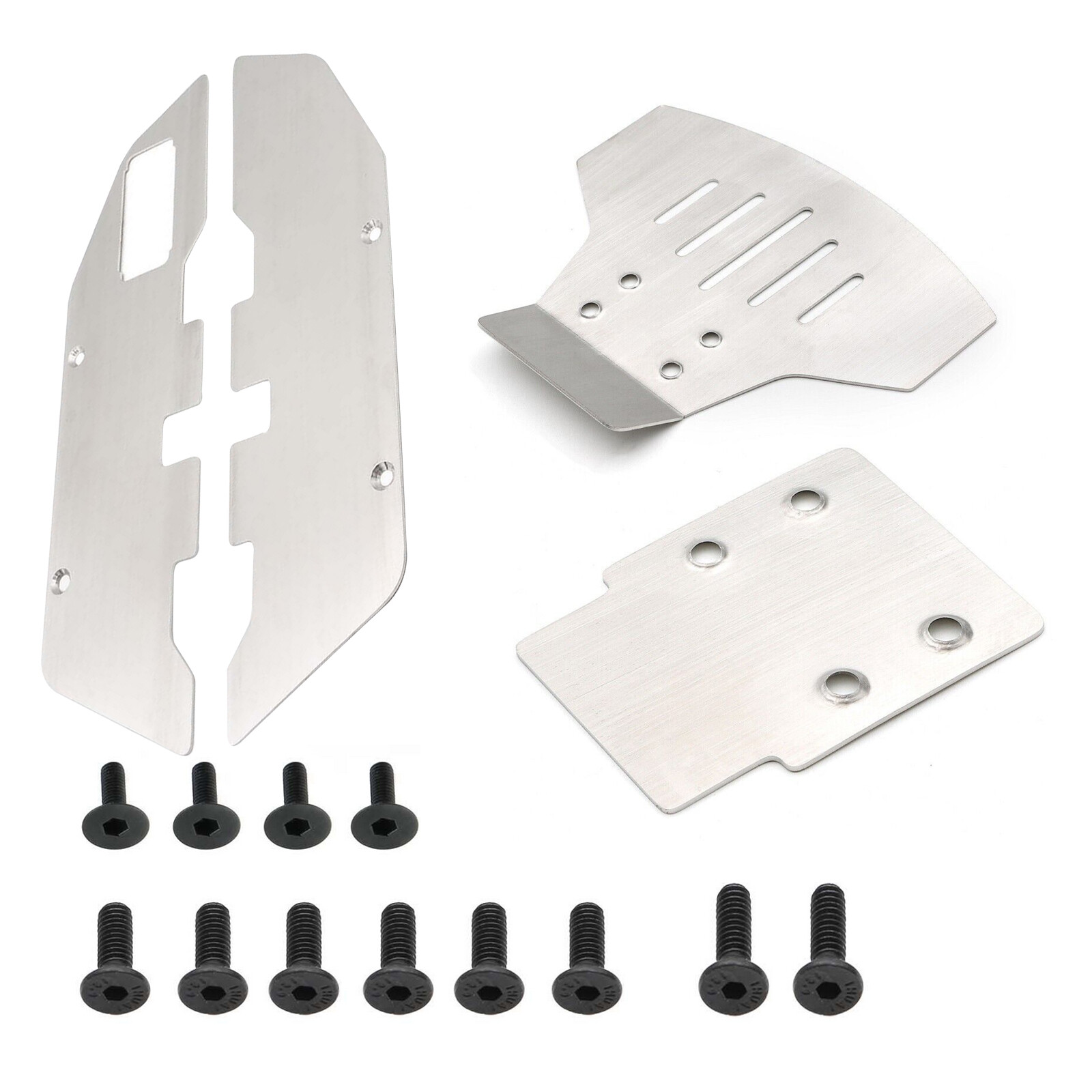 Stainless Front & Rear Skid Plates Chassis Armor For Traxxas 1/10 2WD Slash 1/10