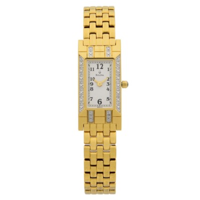 Bulova 98W13 Diamond Accented Steel Gold Tone White Dial Quartz Ladies Watch