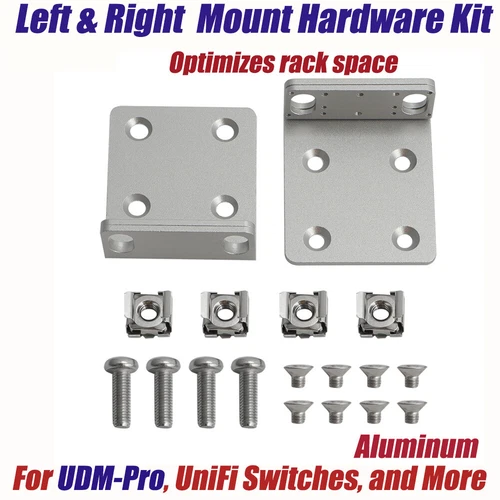 For UDM-Pro UniFi Switches Aluminum Rack Ears Mounting Hardware Kit Left&Right