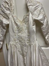 Victorian Wedding Dress Size 10 White with Beads, Sequence, Pearls