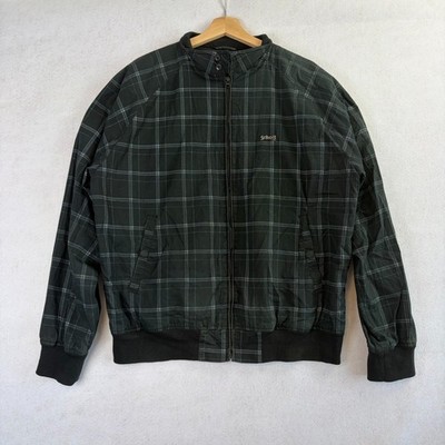 Schott NYC Bomberjacke Herren XXL grün kariert kariert Harrington Retro Zip Mantel