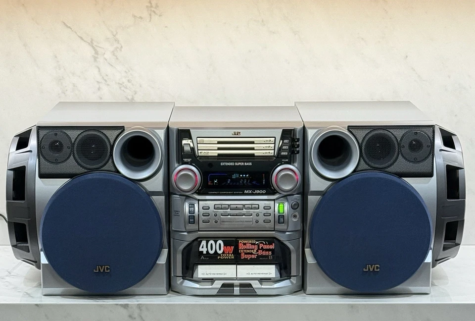 Boombox estéreo JVC MX-J900 (los altavoces de radio CD funcionan. Cinta no reproduce) Foto 3 de 4