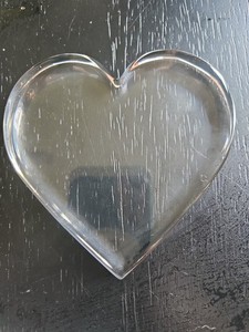 TIFFANY & CO Paperweight Crystal Heart Shaped Authentic Signed