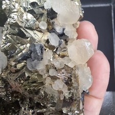 Pyrit mit Sphalerit und Calcit, Trepca 2025, 9x6x6,5cm, #41