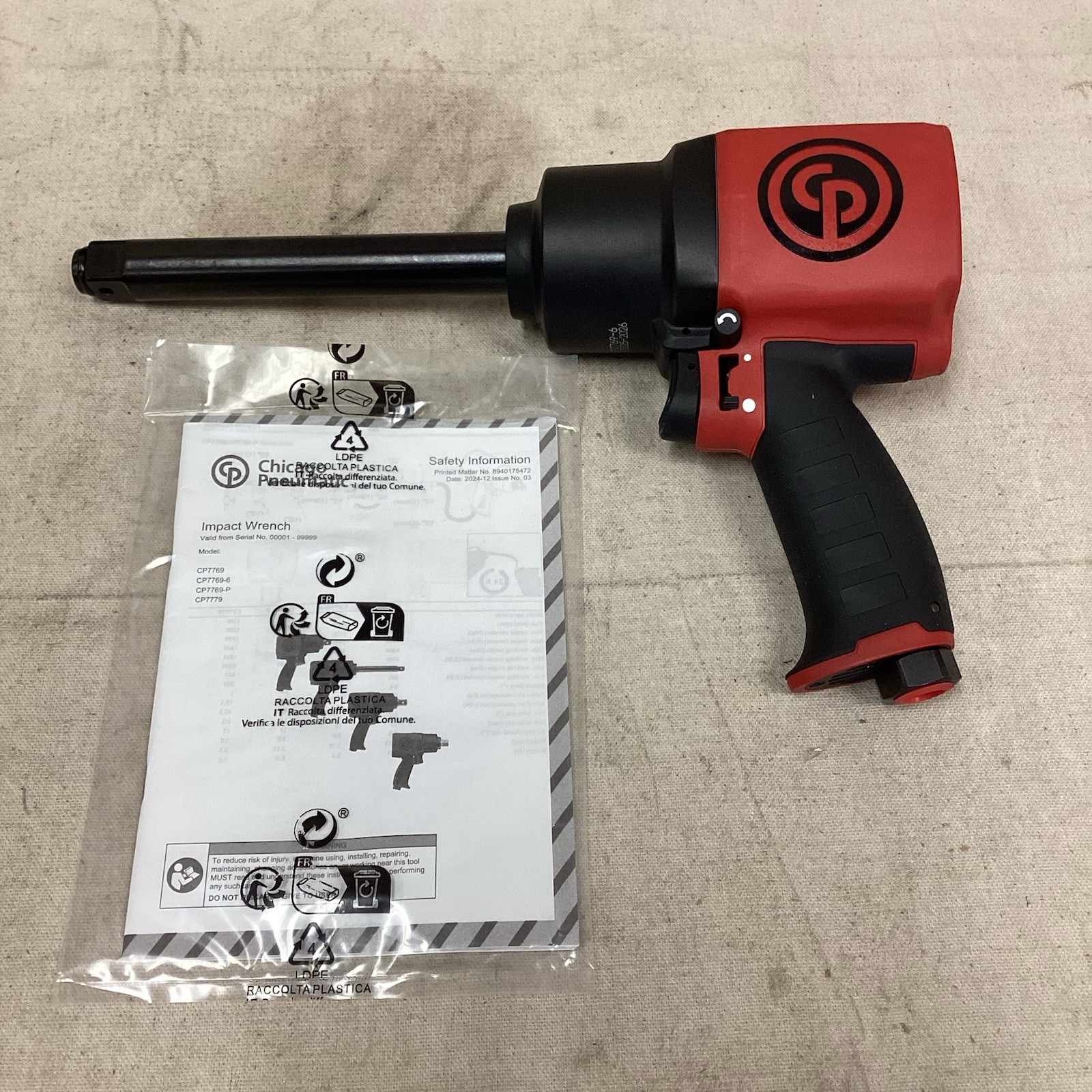 CHICAGO PNEUMATIC CP7769-6 Air Impact Wrench 3/4" Drive Pistol-Grip Extended