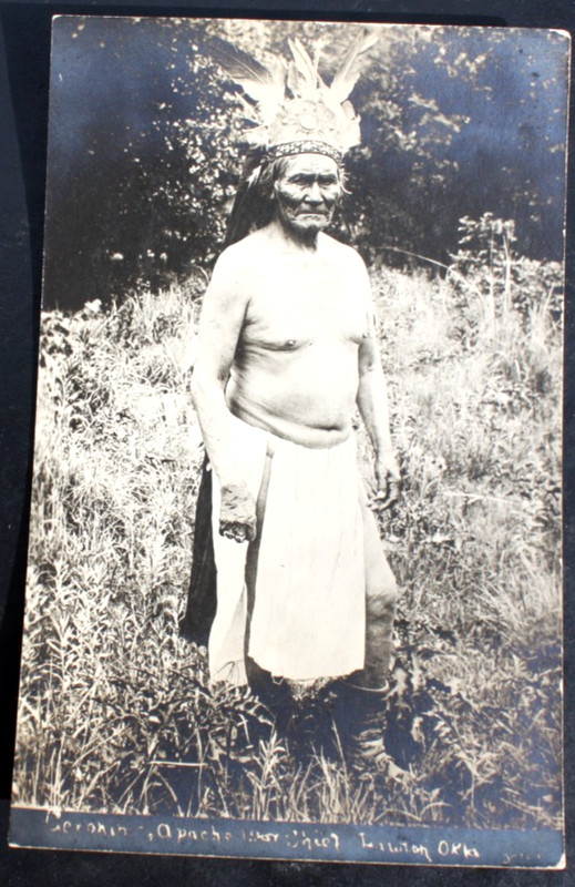 Geronimo Apache 1909 Real Photo Postcard Lawton Oklahoma Just Before He Died