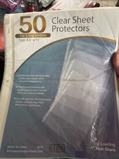 KTRIO 8.5x11" Top Load Sleeveless Page Protectors - Clear, Pack of 50