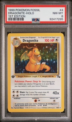 Dragonite (1st Edition) graded PSA 8 for sale on eBay