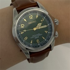 Seiko Alpinist Automatic Green Dial Brown Lea...