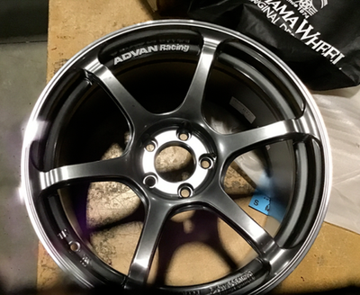 Advan RG-4 18x7 +41 4-100 Wheel Racing Hyperblack with a Machined