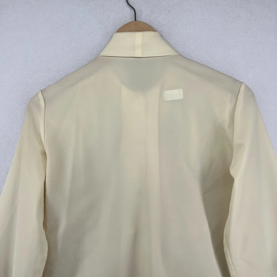 LEE MAR Top Womens S Texturized Dacron Tie Neck Button Up Blouse Off White VTG - Image 4 of 4