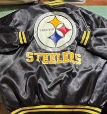De Colección Locker Line NFL Pittsburgh Steelers Chaqueta Satinada XL Acolchada Grande Logo Años 80
