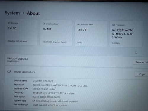 Lenovo ThinkPad T440s i7-4600U 12GB 256GB SSD | FHD Win 11 Pro Backlit Dual Batt - Picture 22 of 22