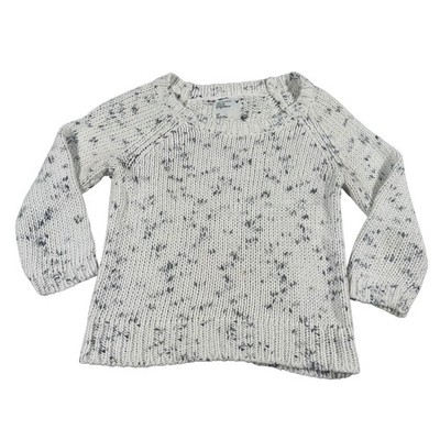 American Eagle Outfitters Womens S White Navy Speckled Chunky Knit Sweater Ramie