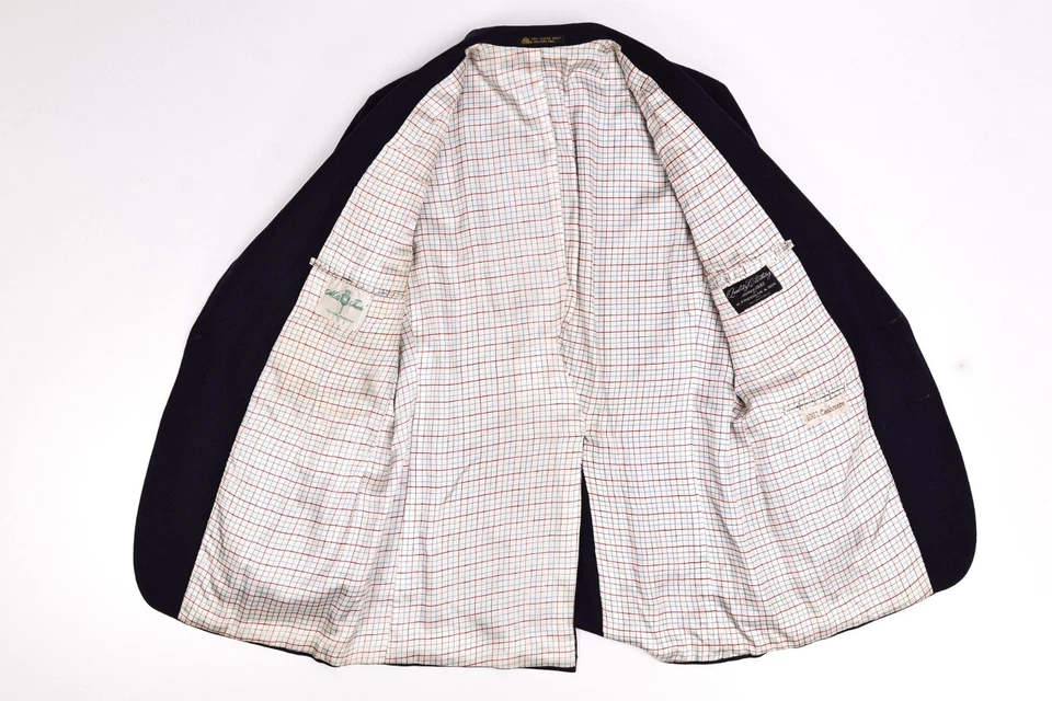 Blazer Vintage Hickey Freeman Custom Hopsack Cashmere Botão Dourado Azul Marinho 42 R - Imagem 4 de 4