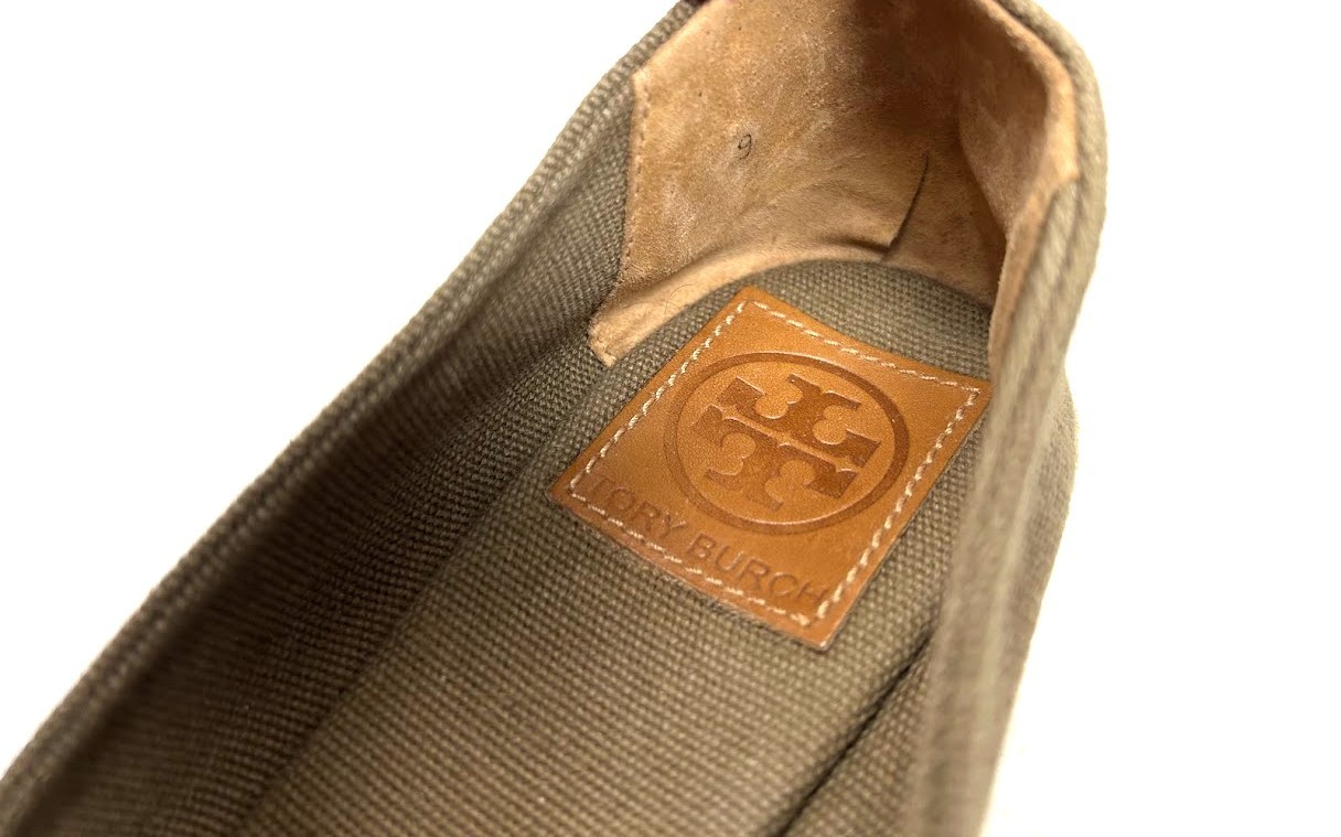 Tory Burch Filipa Criss Cross Espadrille Platform Wedge Olive Canvas Shoes 9 B thumbnail 5