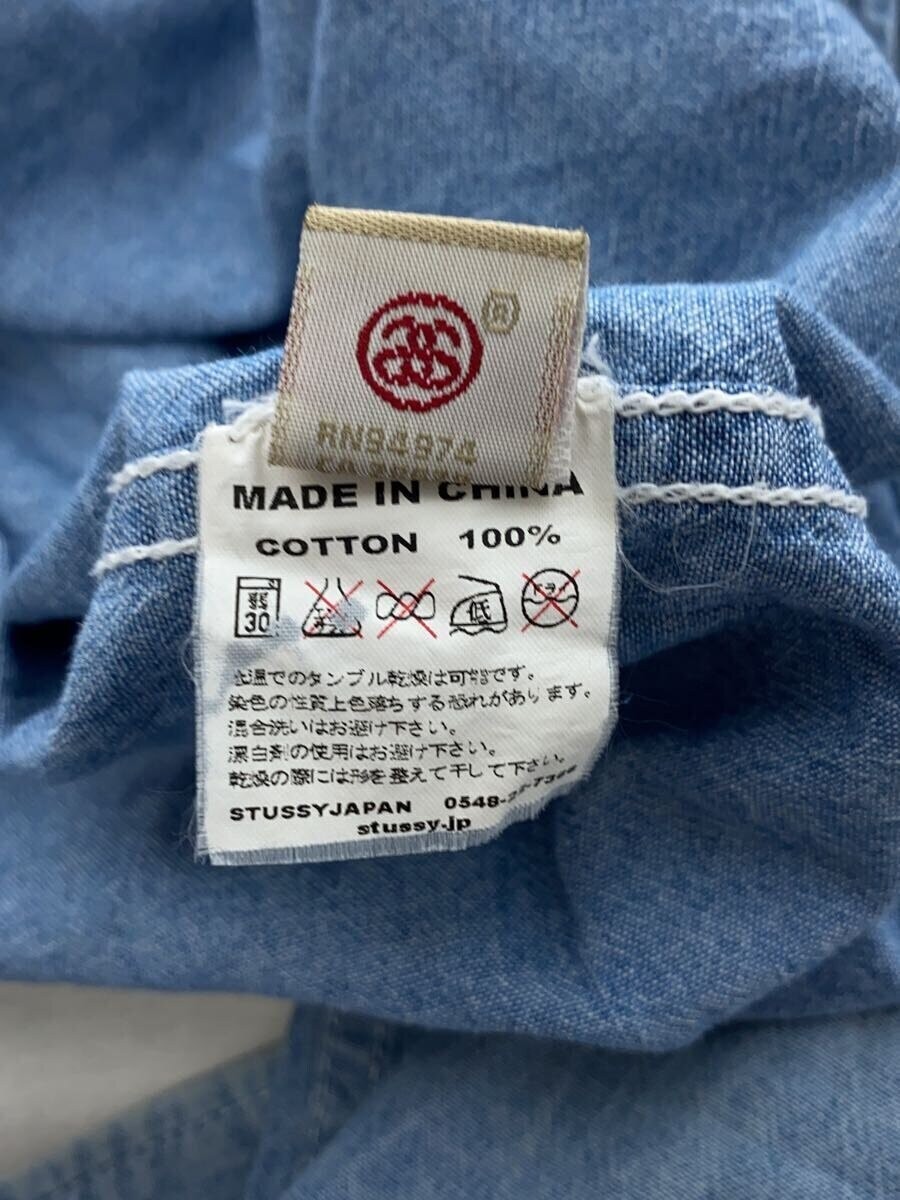 STUSSY Chambray Shirt with Skull Print, Long Sleeve, Medium, Cotton, IDG, Solid  thumbnail 4