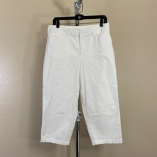 Women  s Croft  Barrow Classic Fit Capri Pants Bright White Stretch Sz 10