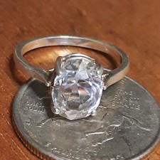 Vtg Sterling Silver Round Brilliant Cut CZ Ring Size 6.5 Engagement Style 925